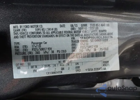 2013 Ford C-Max Hybrid Sel from USA, damaged, VIN 1FADP5BU8DL550776